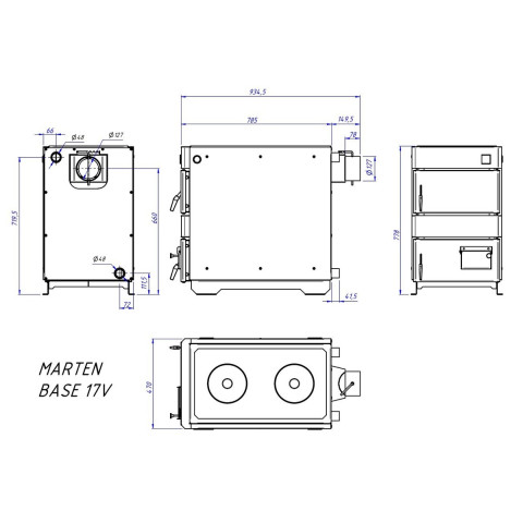 Котел твердопаливний Marten Base MB-17v